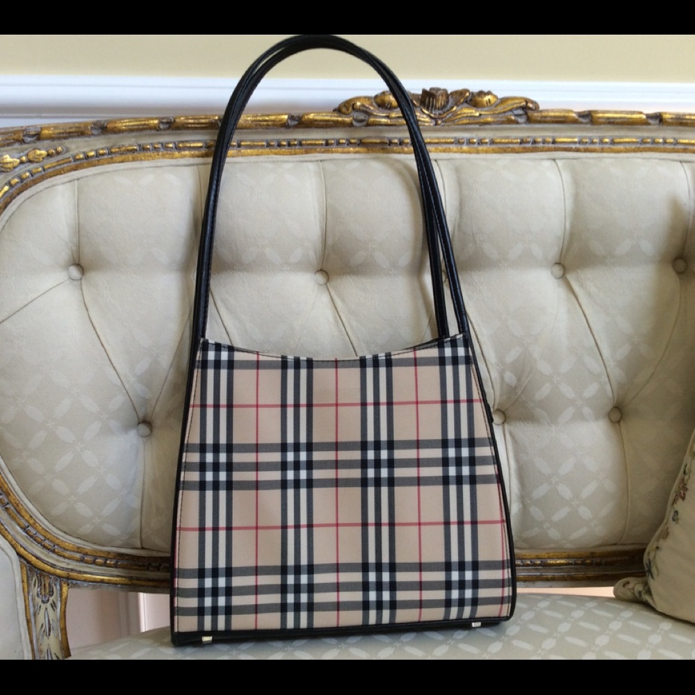 Plaid pattern handbag